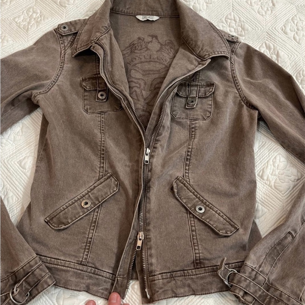 LIKE NEW! ♥️Fox Racing JEAN JACKET CROP ZIP (2-way zip) FROSTY TAUPE 2/4